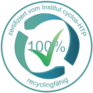 Seal: 100% recyclable, certified by the institute